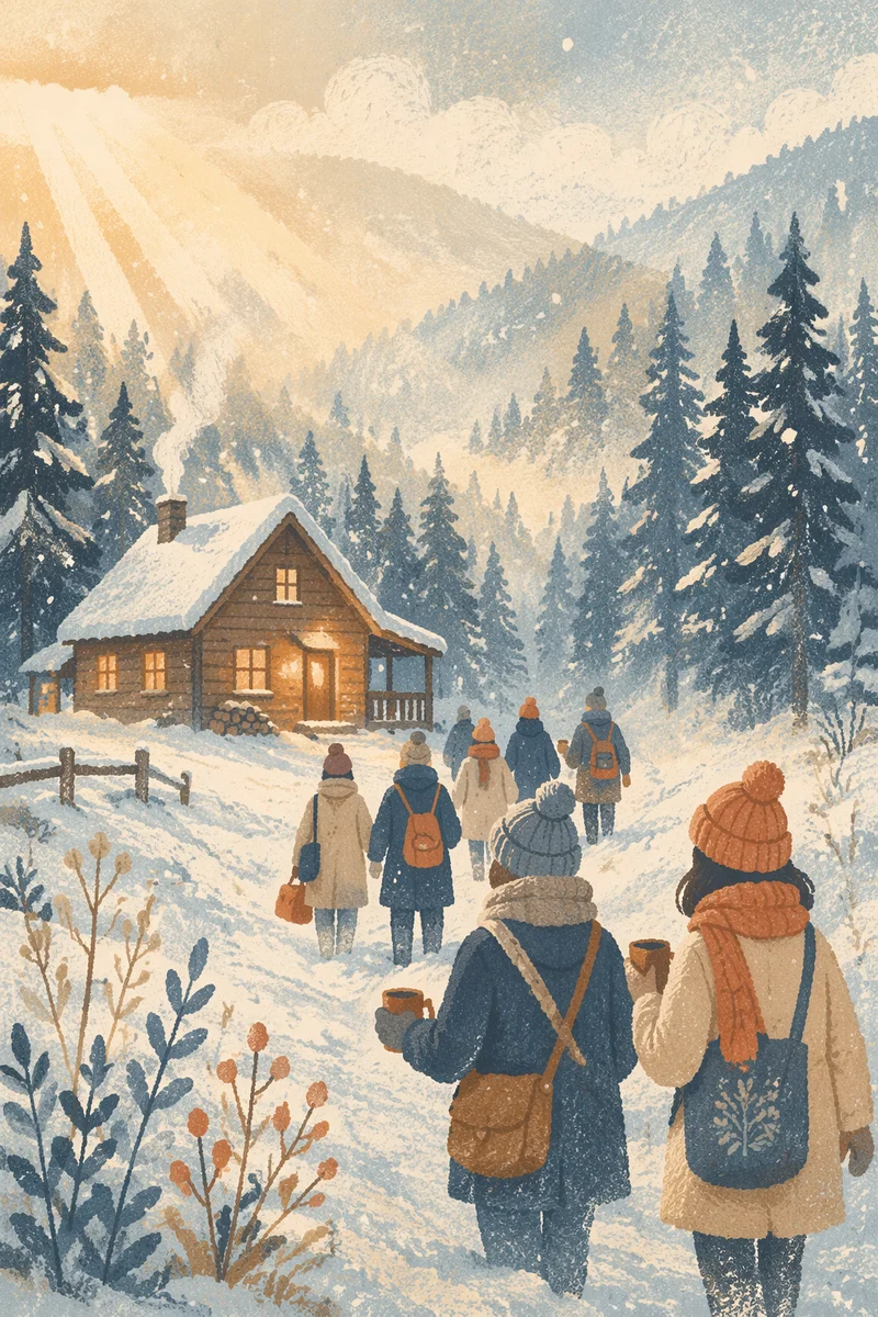 Peaceful Winter Church Retreat Cabin Fellowship