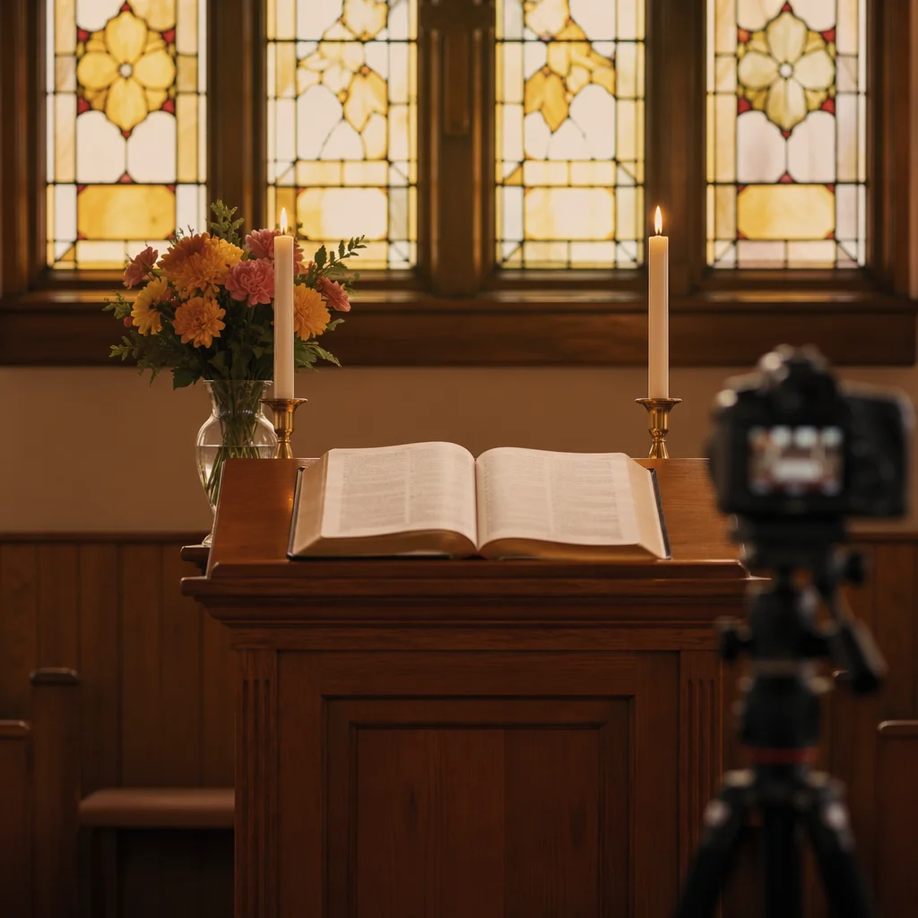 Church Sanctuary Setup for Sermon Recording