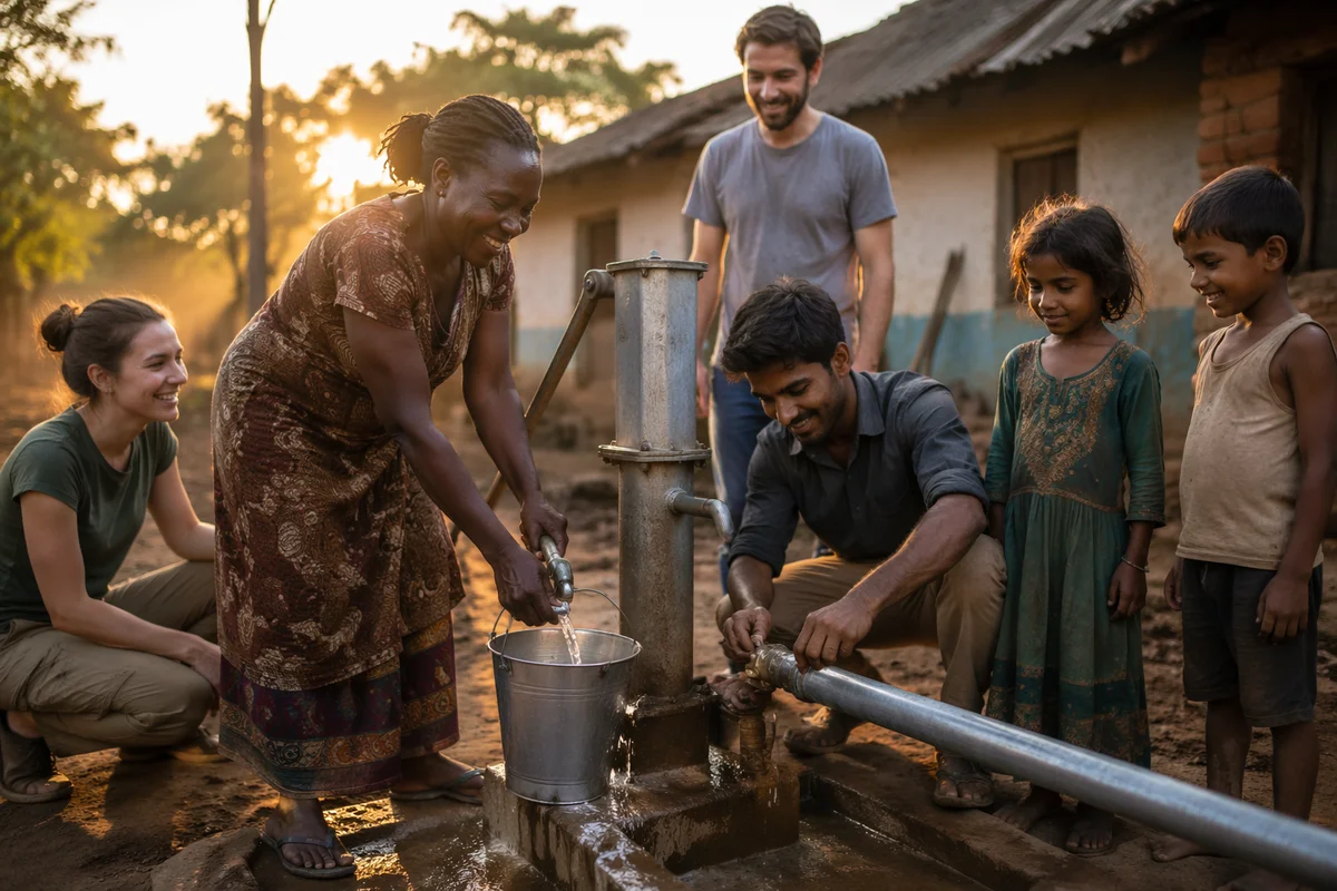 Village Residents Around New Water Well