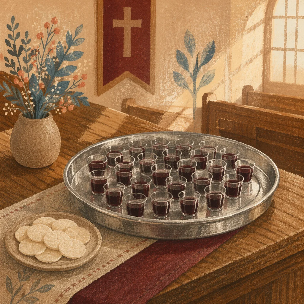 Communion Tray with Individual Grape Juice Cups