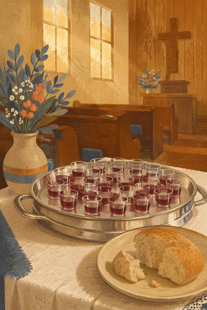Communion Tray with Ruby Juice Glasses