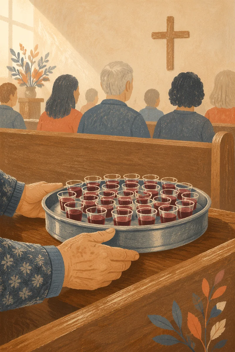 Communion Tray with Small Glass Cups