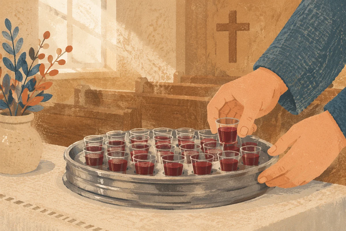 Communion Tray Prepared Before Morning Service