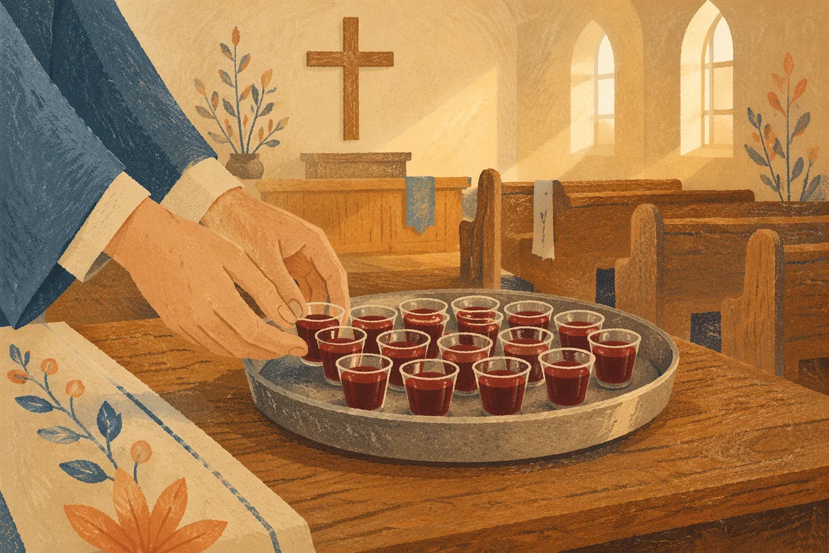 Individual Communion Cups on Chapel Table