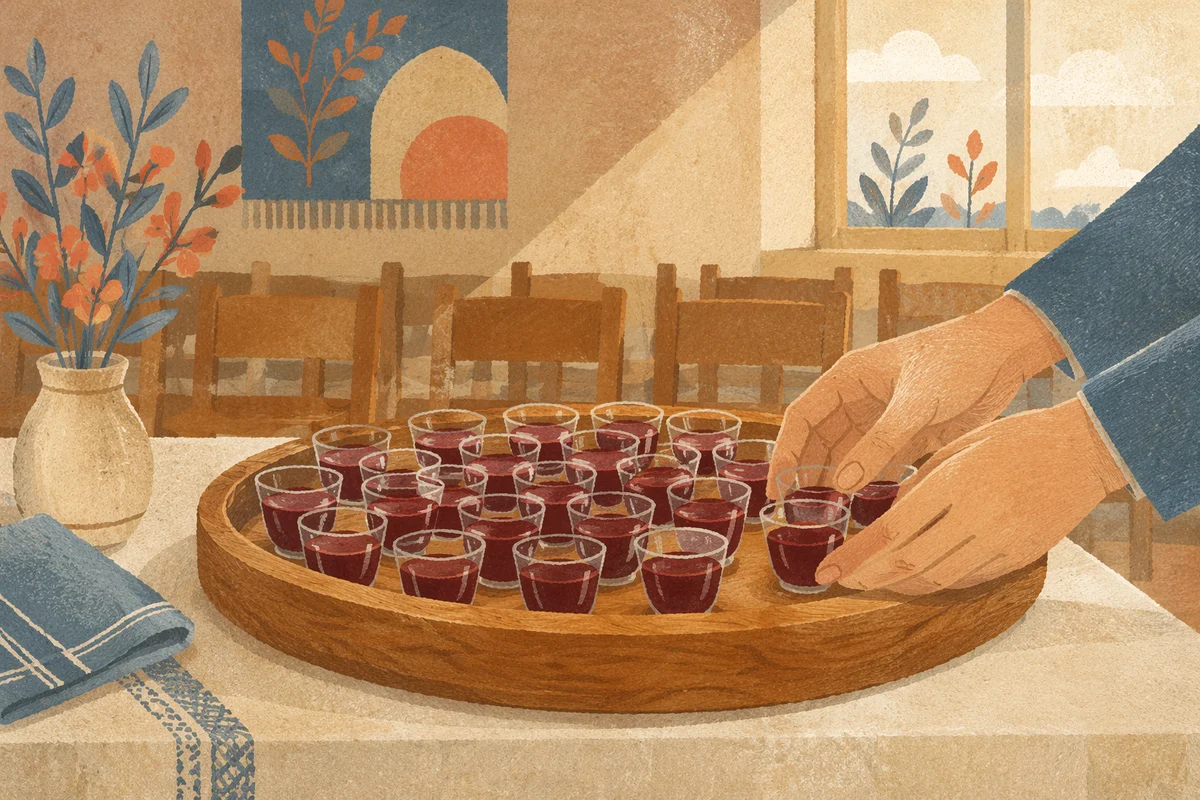 Communion Cups Prepared Before Morning Service