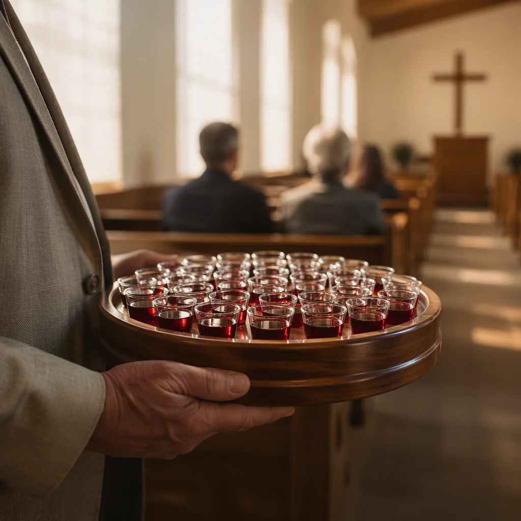 Communion Tray with Individual Grape Juice Cups