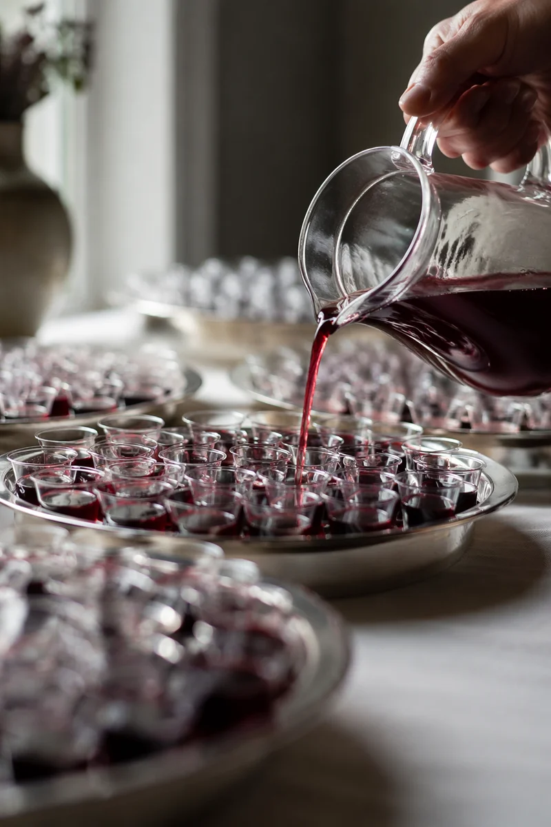 Preparing Individual Communion Cups in Church