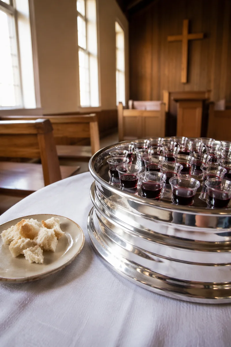Communion Tray with Ruby Juice Glasses