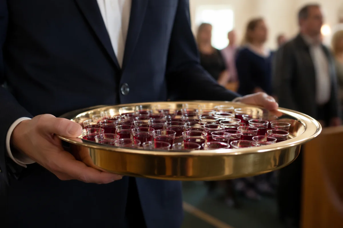 Gold Communion Tray with Individual Cups