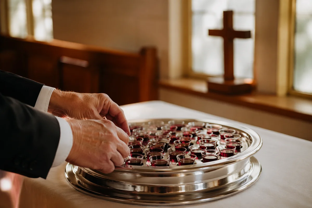 Communion Tray with Small Glass Cups