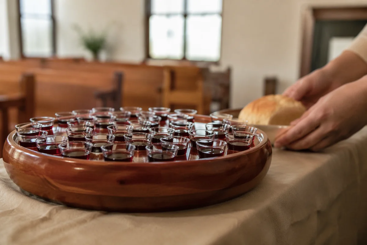 Individual Communion Cups in Chapel Morning Light