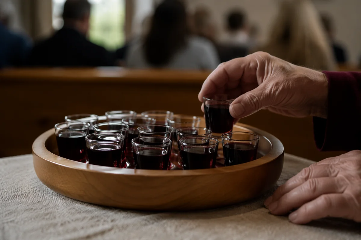 Reverent Communion Tray With Individual Glasses