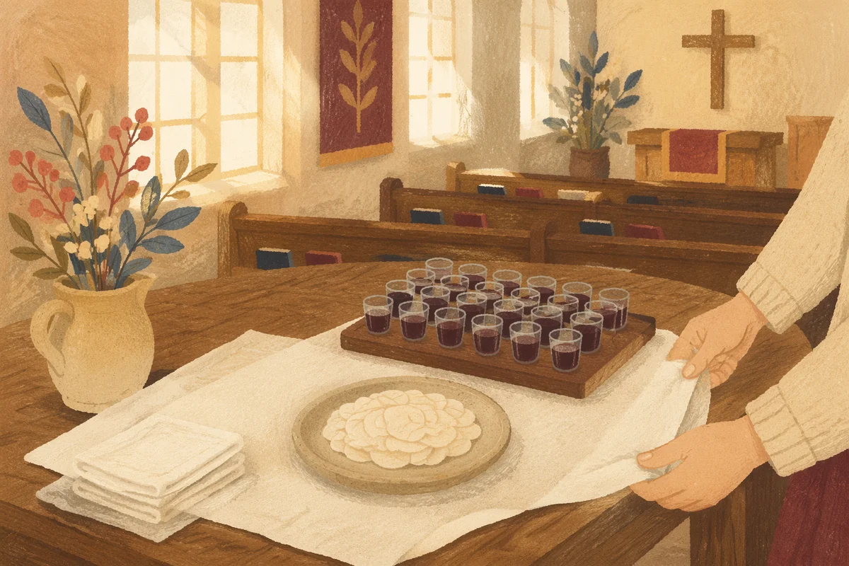 Communion Preparation Table in Quiet Church