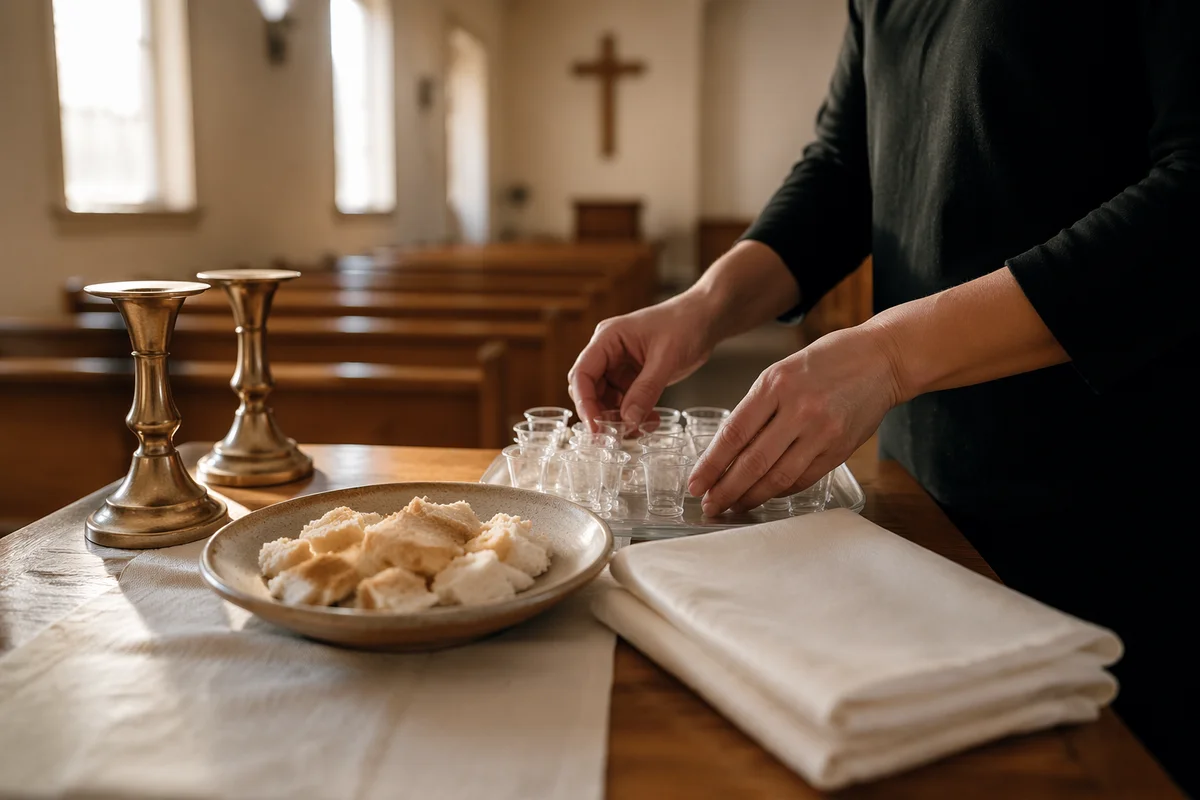 Communion Preparation Table in Quiet Church