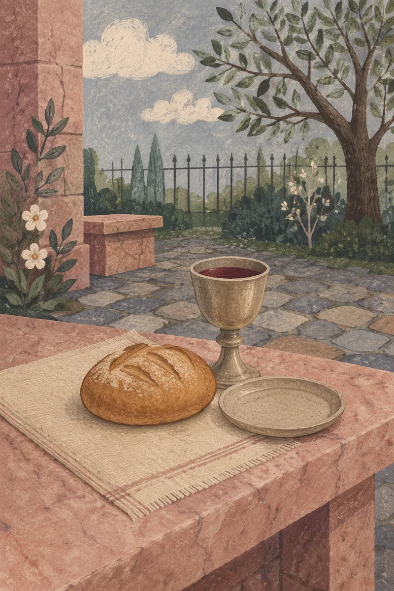 Rustic Communion Bread and Chalice Courtyard