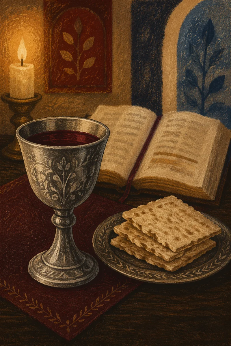 Communion Table with Chalice and Bread