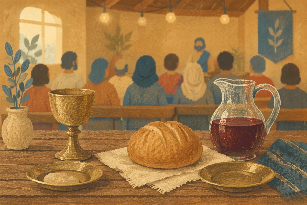 Communion Table with Bread and Chalice
