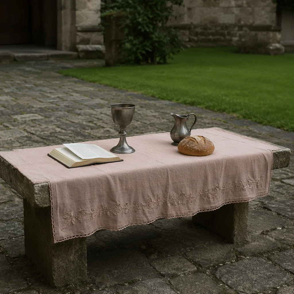 Rustic Outdoor Communion Table with Chalice