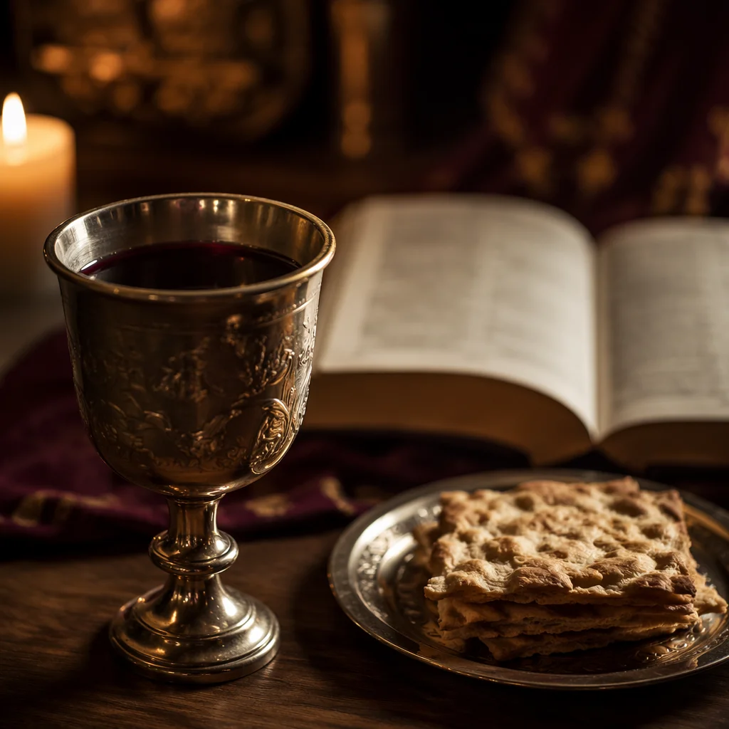 Communion Table with Chalice and Bread