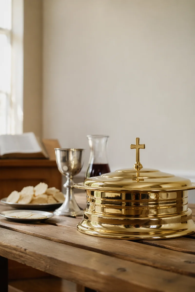 Communion Table With Chalice and Bread
