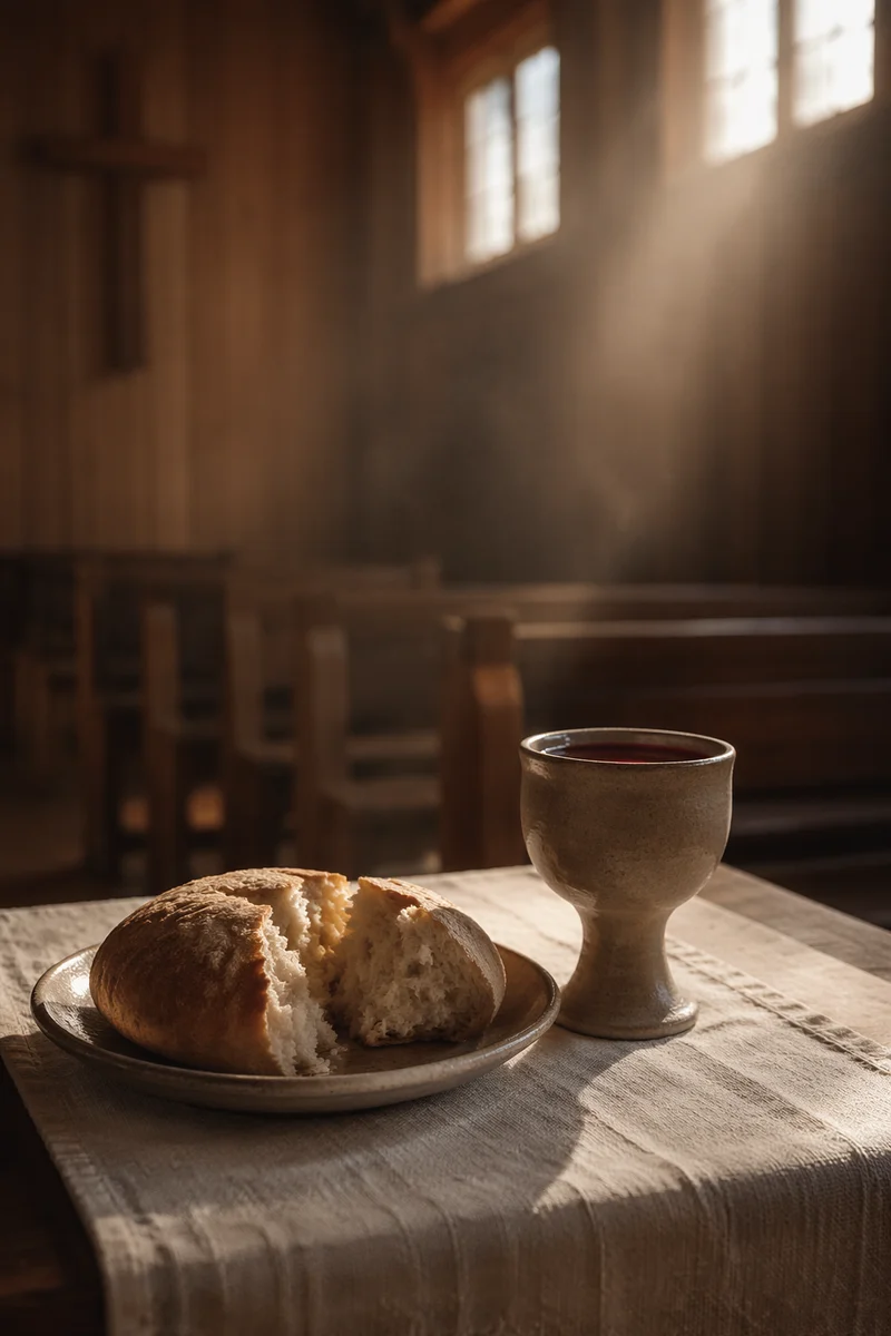 Quiet Communion Table in Wooden Chapel