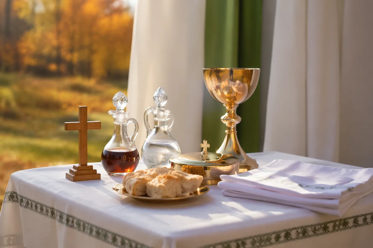Outdoor Communion Table With Chalice and Bread
