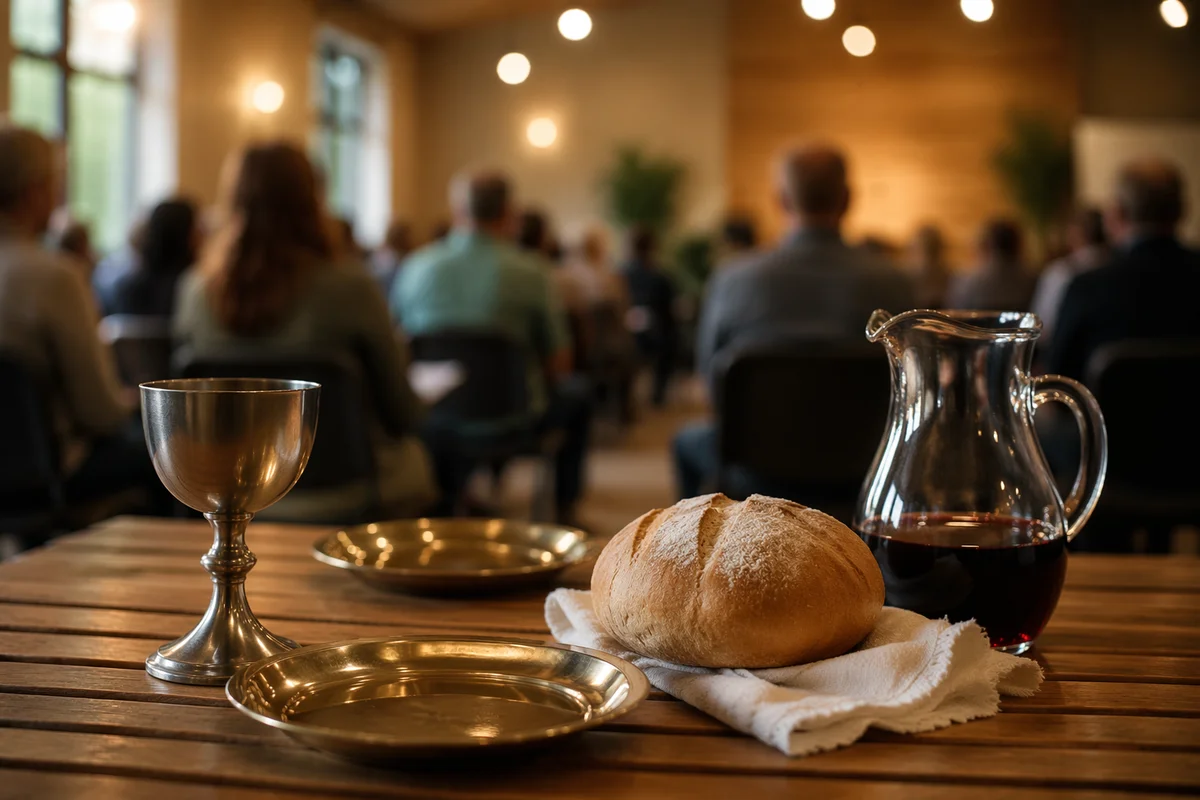Communion Table with Bread and Chalice