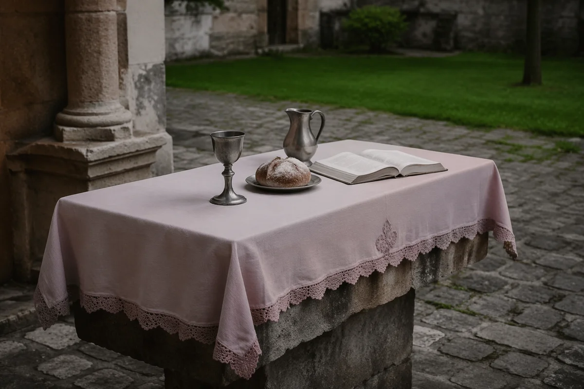 Outdoor Communion Table with Bread and Chalice