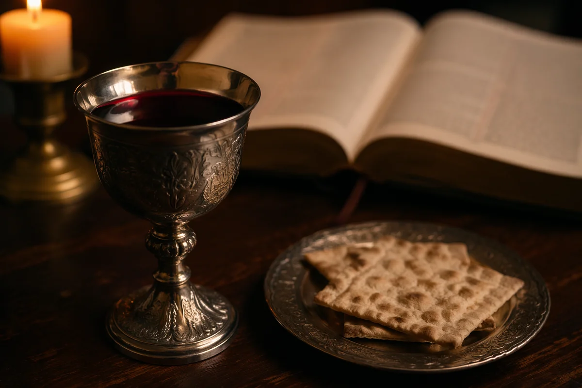 Communion Table with Chalice and Bread