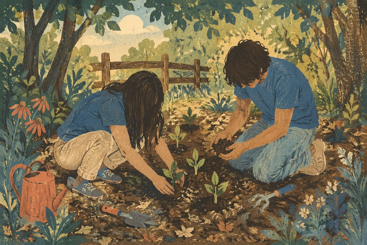 Faith Community Volunteers Planting Garden Seedlings