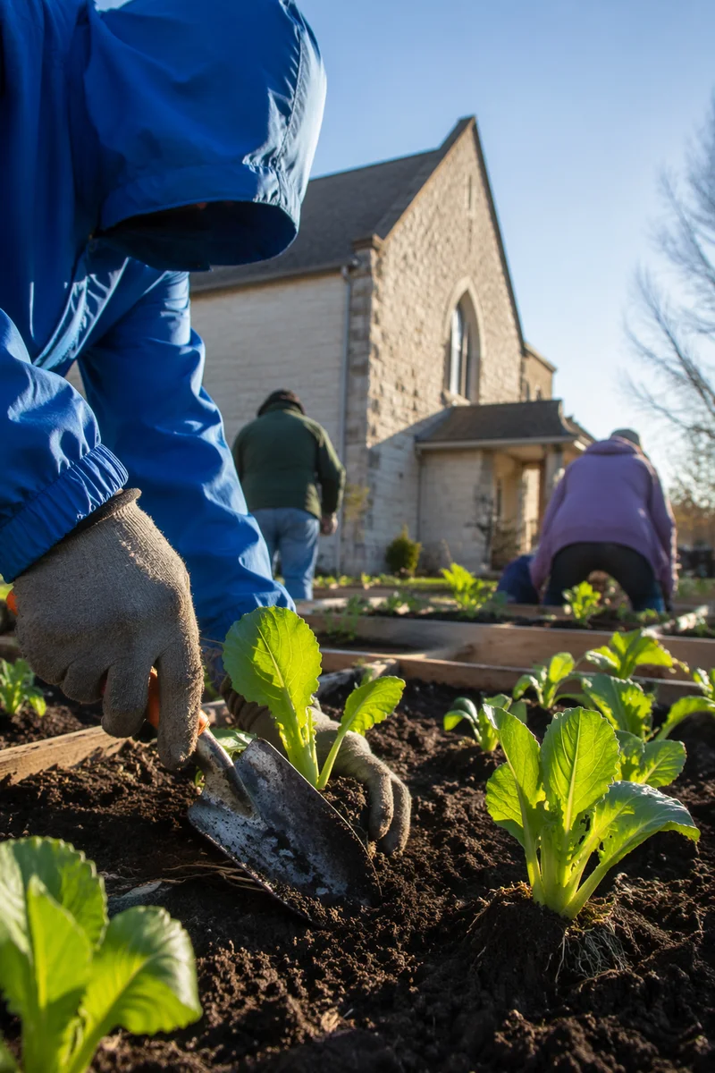Church Community Garden Planting Volunteers