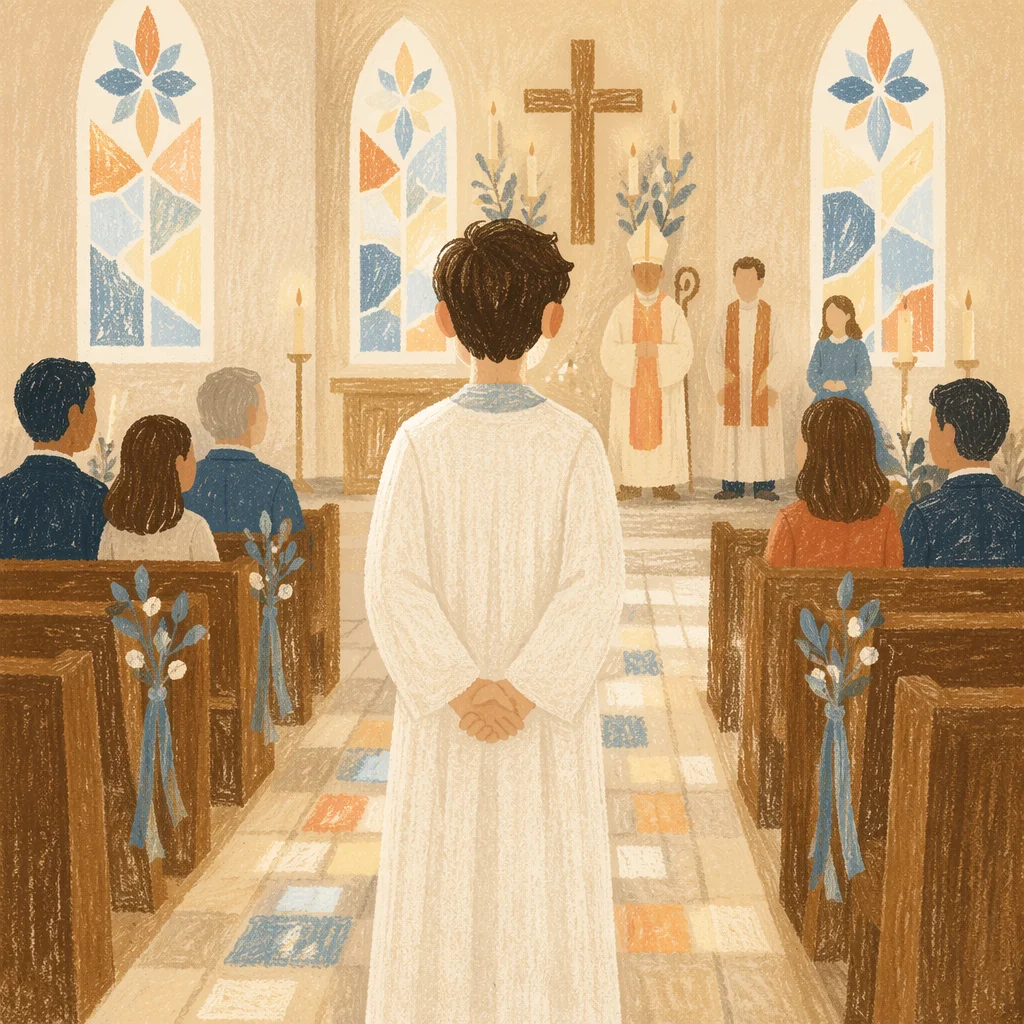 Teen Confirmation Ceremony in Sunlit Church