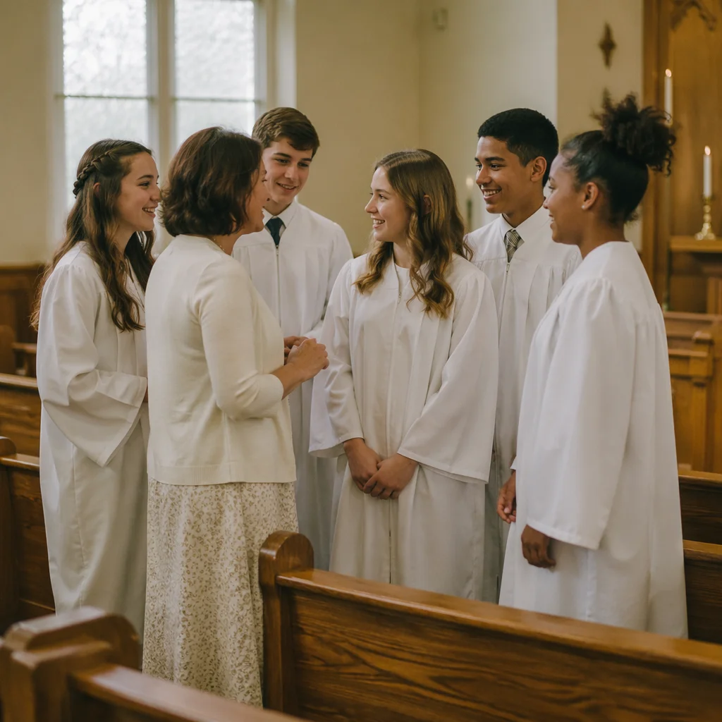 Confirmation Class Teens in Church Sanctuary