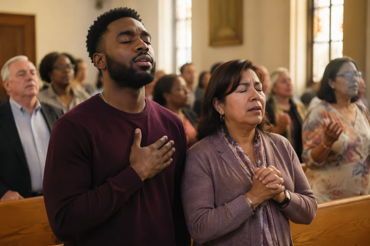 Diverse Congregation in Reverent Worship