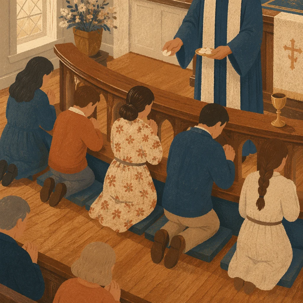 Congregation Kneeling at Communion Rail