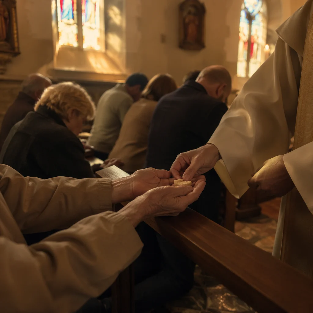 Congregation Kneeling at Communion Rail