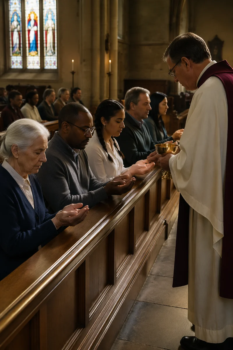 Congregation Kneeling at Communion Rail