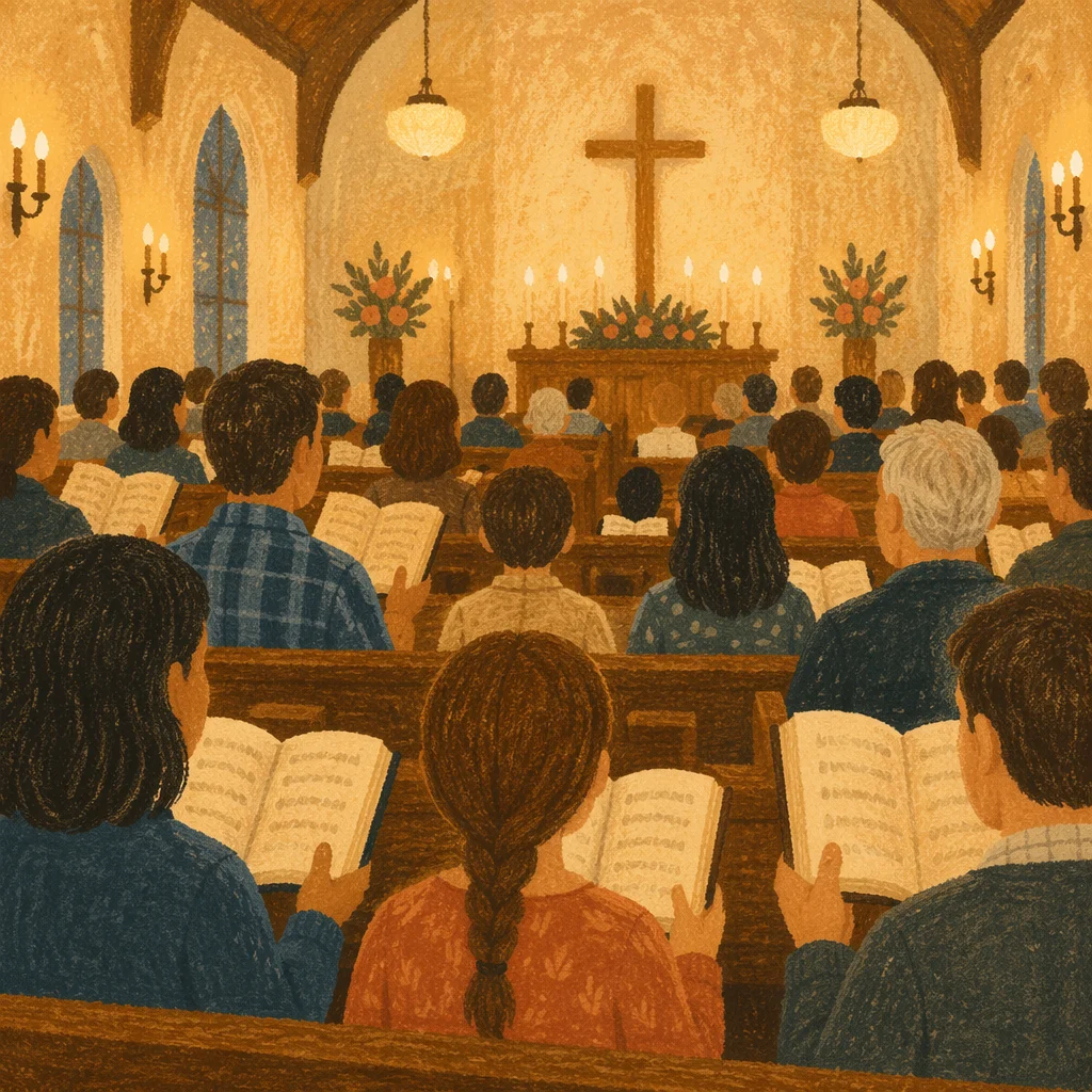 Evening Hymn Service in Wooden Chapel