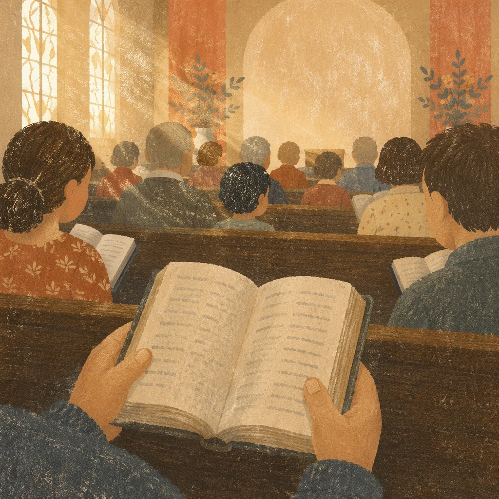 Morning Hymn Singing in Wooden Chapel