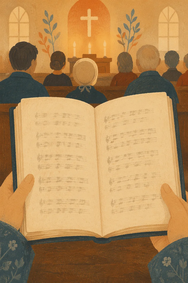 Open Hymnal During Congregation Worship