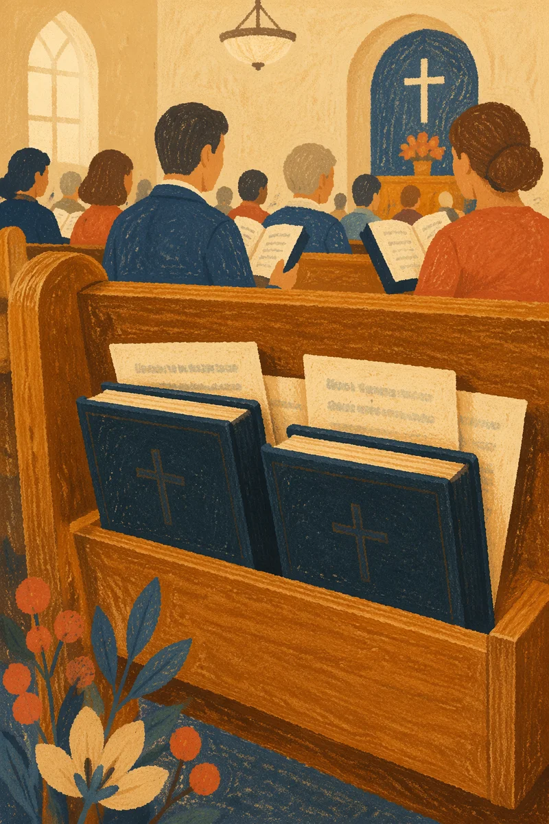 Congregation Singing with Hymnals in Chapel