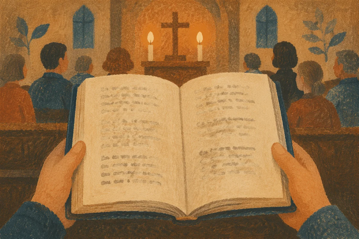 Open Hymnal During Congregational Worship