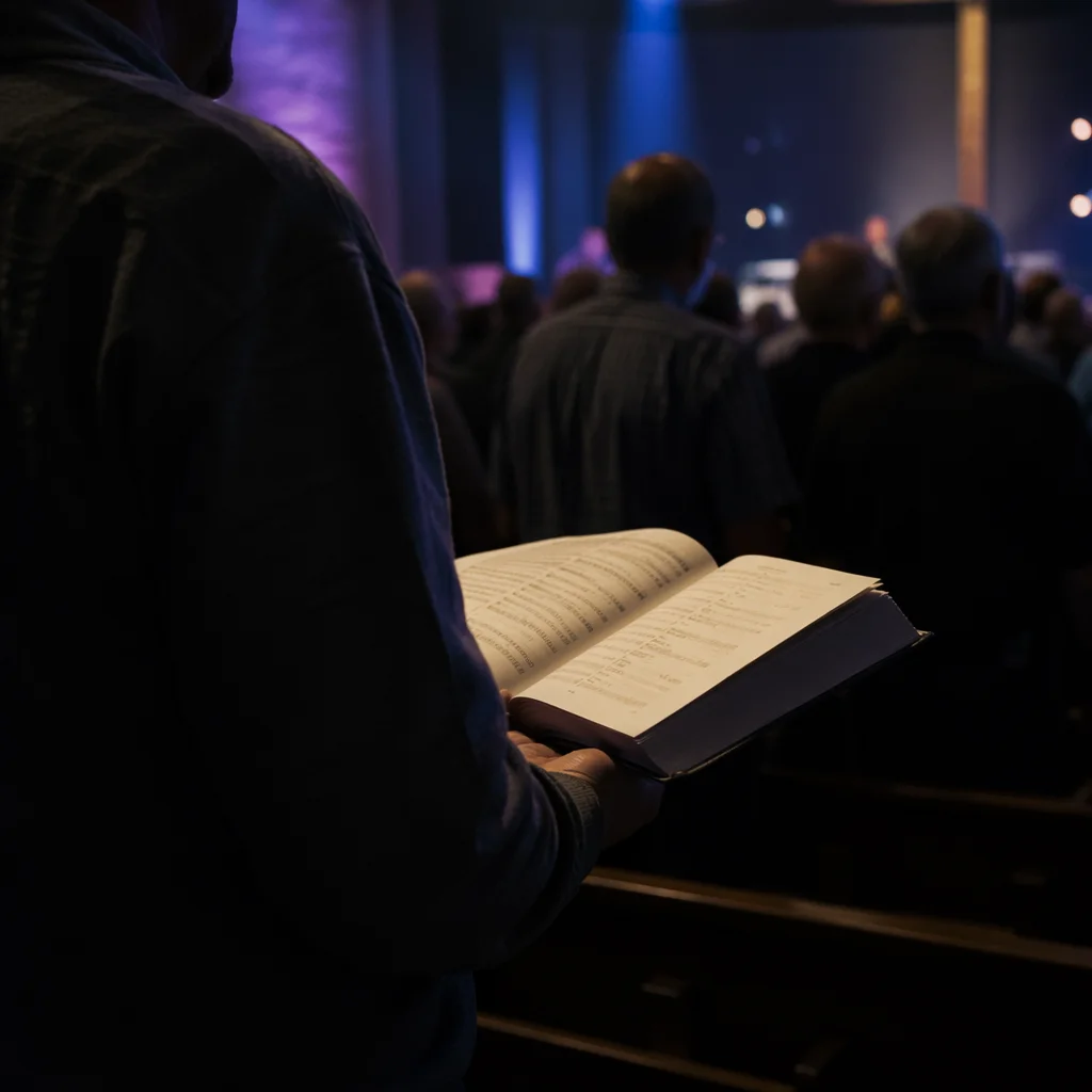 Congregation Singing from Hymnals in Worship