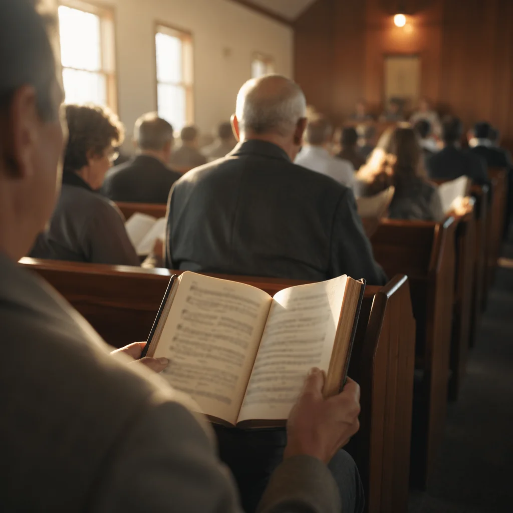 Congregation Singing Hymns in Morning Chapel