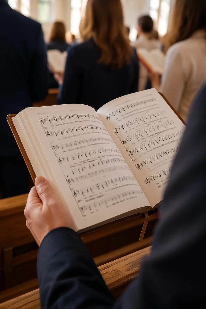 Open Hymnal During Congregational Worship