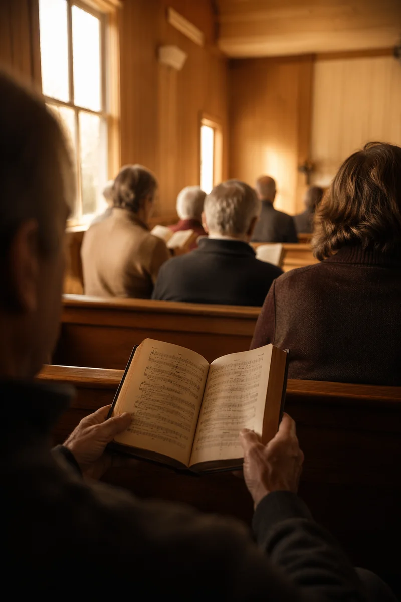 Congregation Singing Hymns in Morning Chapel