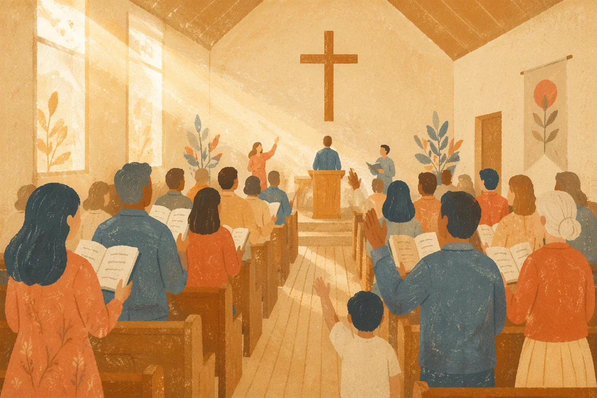 Congregation Singing Together in Morning Worship