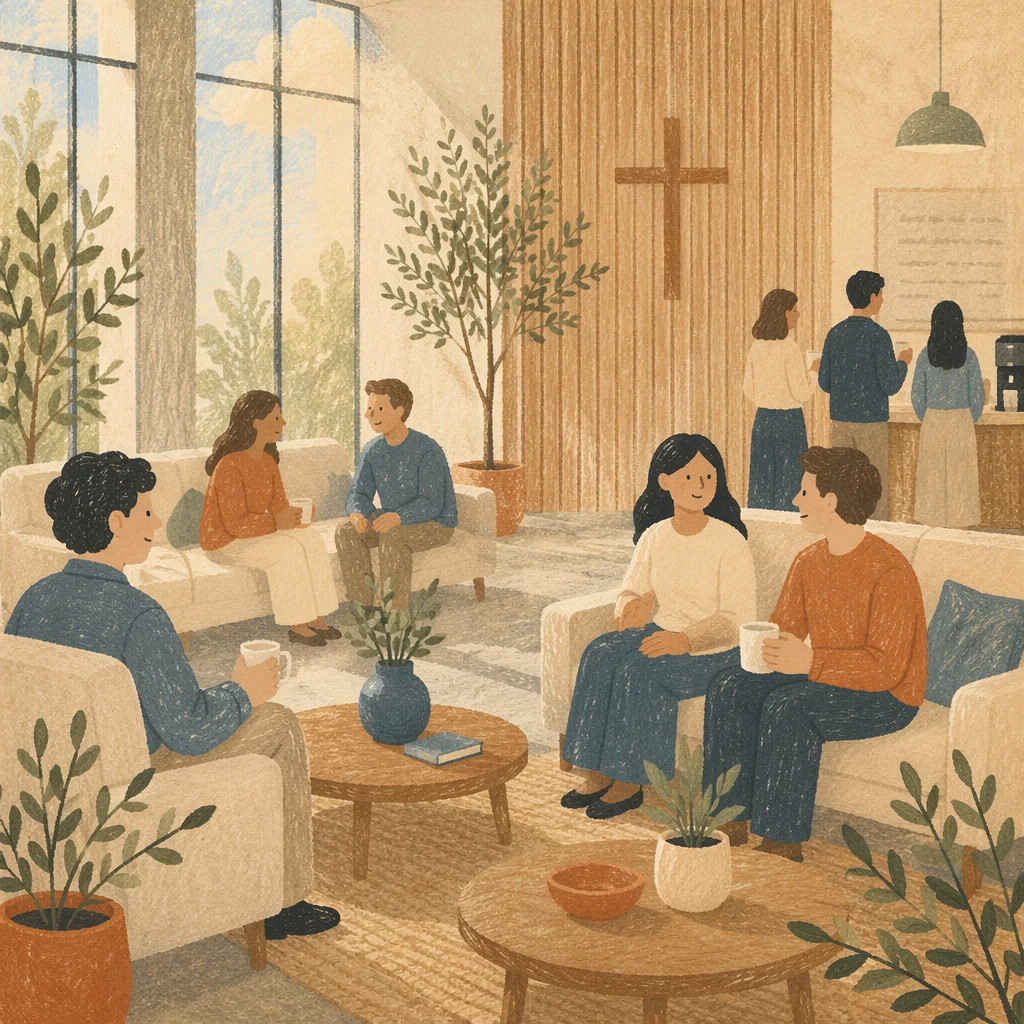 Welcoming Contemporary Church Lobby Lounge Interior