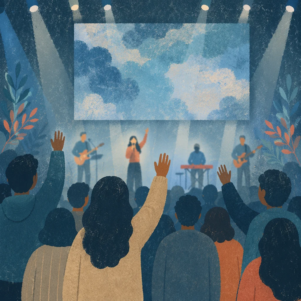 Contemporary Worship Projection Screen in Auditorium