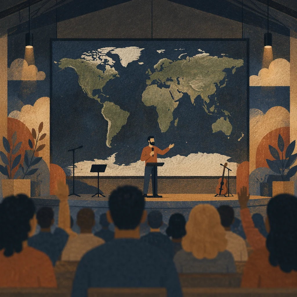 Contemporary Worship Screen With Mission Map